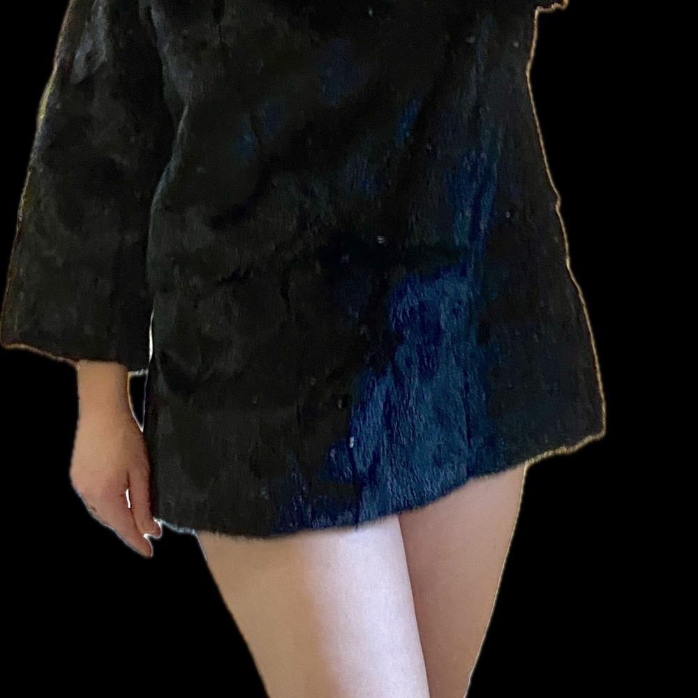 Genuine Real Mink Black Fur Coat | Christmas Jacket Fur Dress Luxury Jacket